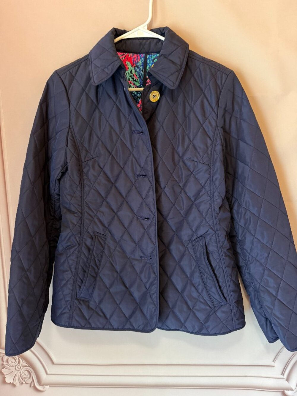 Lilly Pulitzer ✨ Navy Quilted Jacket Lightweight Coat